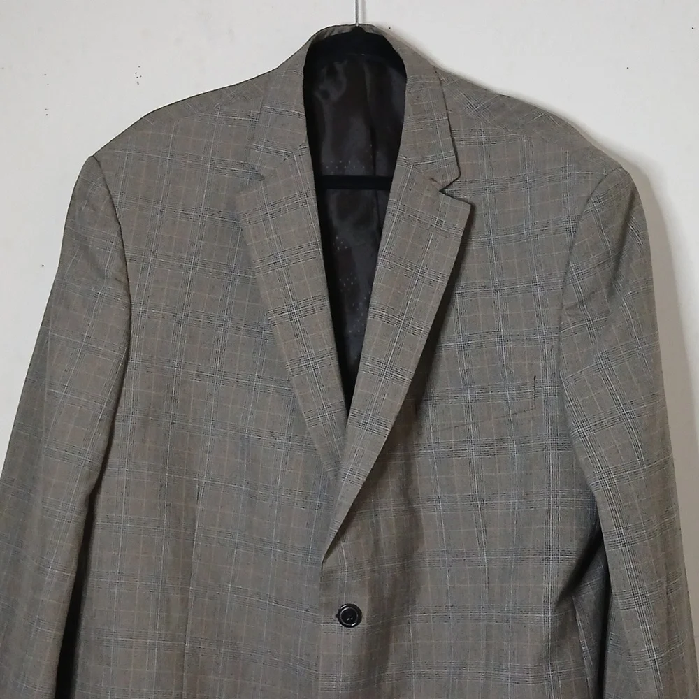 Haggar Mens Plaid‎ Coat Blazer Size 46L